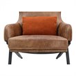 Pemberly Row Contemporary Leather Accent Chair in Brown Finish