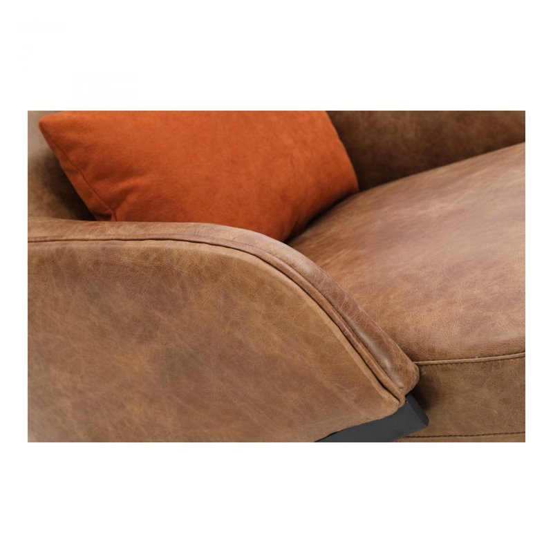 Pemberly Row Contemporary Leather Accent Chair in Brown Finish