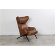 Pemberly Row Contemporary Leather Accent Chair in Brown Finish