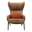 Pemberly Row Contemporary Leather Accent Chair in Brown Finish