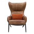 Pemberly Row Contemporary Leather Accent Chair in Brown Finish