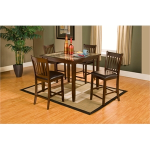 Pemberly Row Contemporary Wood 5 Piece Pub Dining Set in Espresso