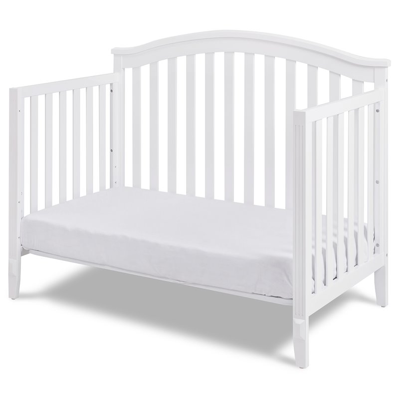 Pemberly Row Contemporary 4-in-1 Convertible Crib in White Finish