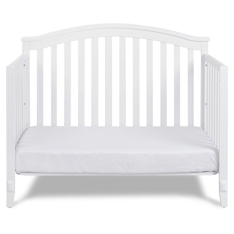 Pemberly Row Contemporary 4-in-1 Convertible Crib in White Finish