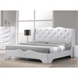 Pemberly Row Leather- Like Fabric Queen Platform Bed in Off White