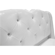 Pemberly Row Leather- Like Fabric Queen Platform Bed in Off White