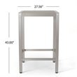 Pemberly Row Outdoor 5 Piece Glass Top Aluminum Bar Set in Silver