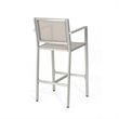 Pemberly Row Outdoor 5 Piece Glass Top Aluminum Bar Set in Silver