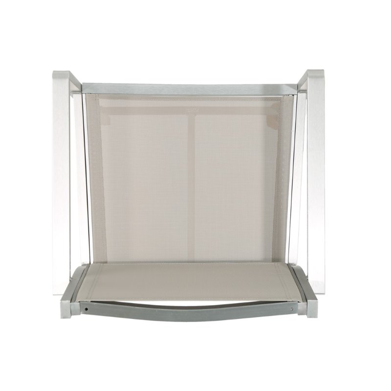 Pemberly Row Outdoor 5 Piece Glass Top Aluminum Bar Set in Silver