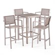 Pemberly Row Outdoor 5 Piece Glass Top Aluminum Bar Set in Silver