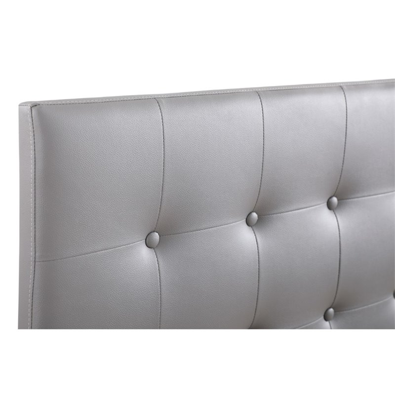 Pemberly Row Faux Leather Upholstered King Headboard in Light Gray