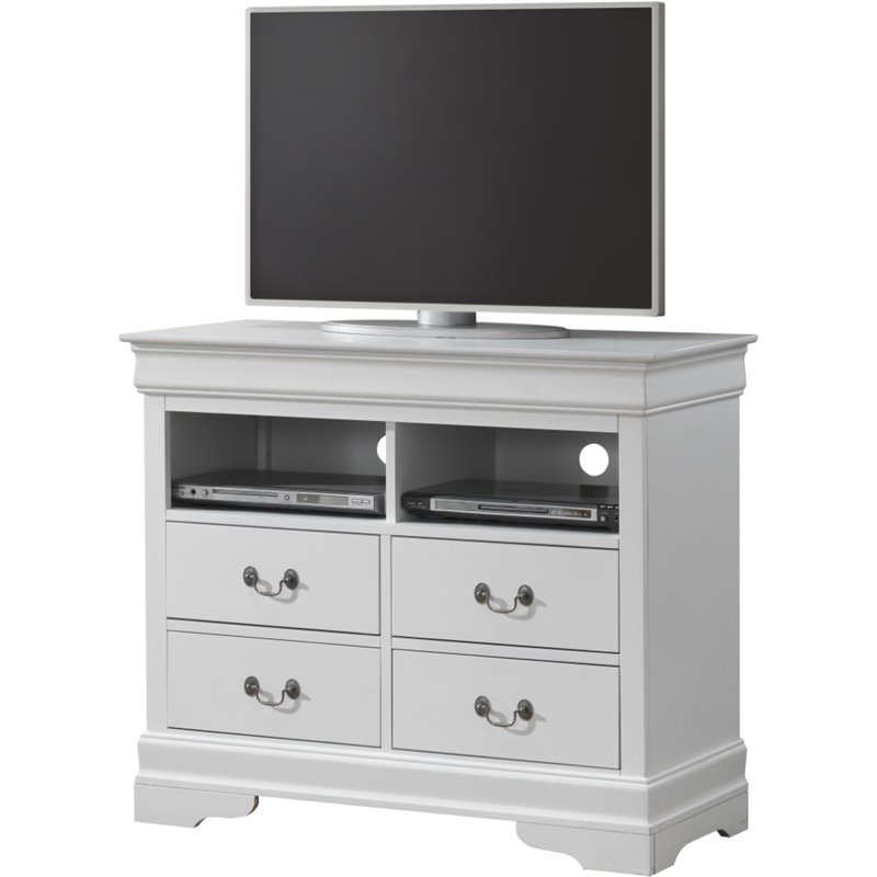 Pemberly Row Modern / Contemporary Wood TV Stand in White Finish