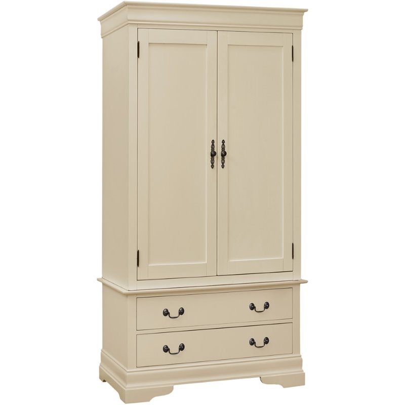 Pemberly Row Contemporary Engineered Wood 2 Drawer Armoire in Beige