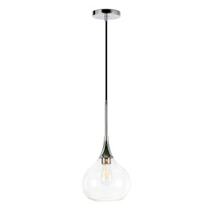 Pemberly Row Contemporary 9&quot Polished Nickel Metal/Glass Pendant