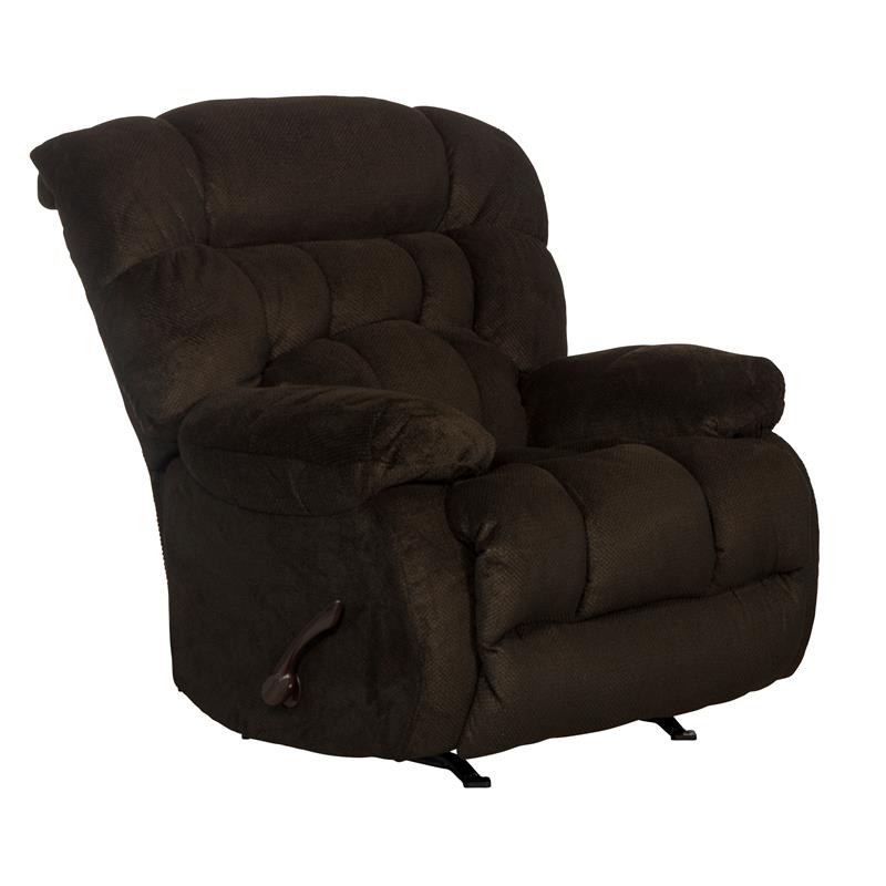 Pemberly Row Chaise Rocker Recliner in Brown Polyester Fabric