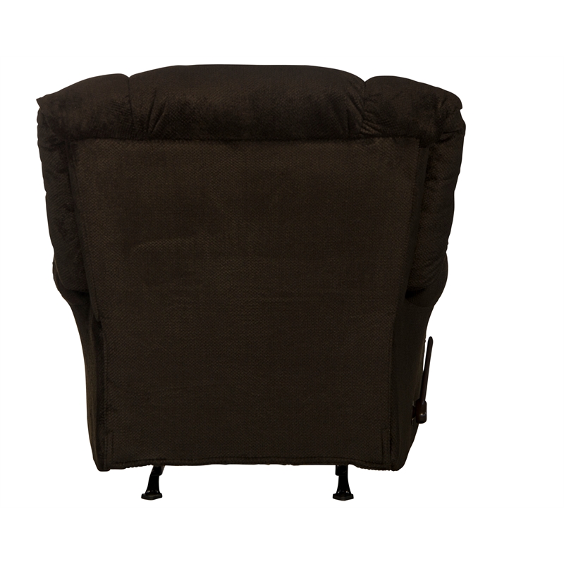 Pemberly Row Chaise Rocker Recliner in Brown Polyester Fabric