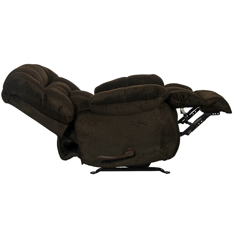 Pemberly Row Chaise Rocker Recliner in Brown Polyester Fabric