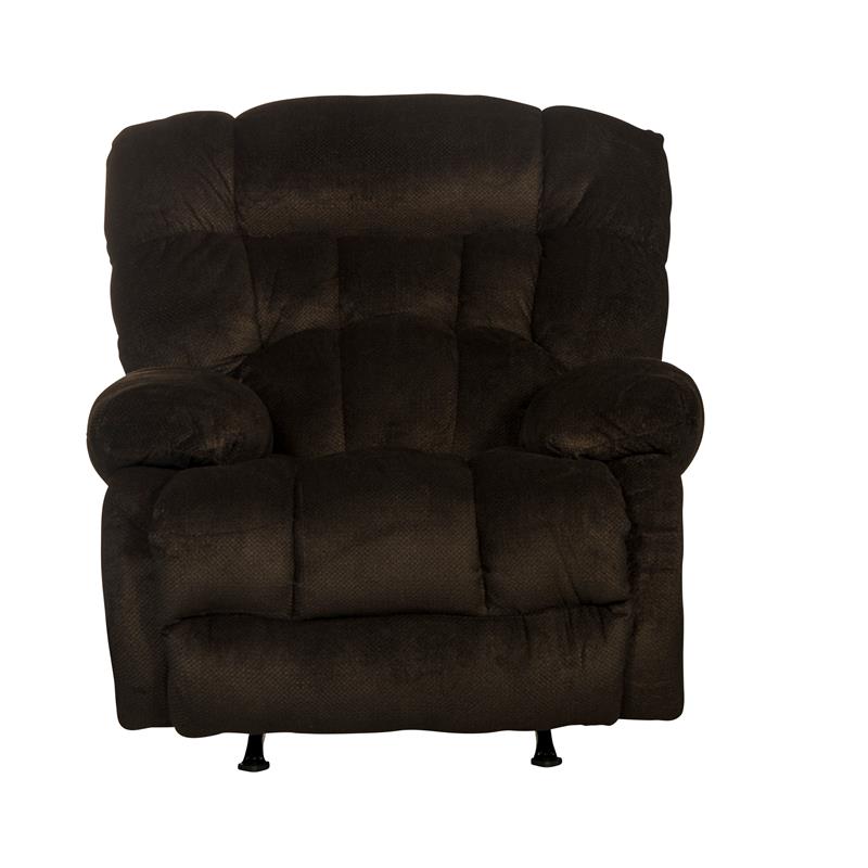 Pemberly Row Chaise Rocker Recliner in Brown Polyester Fabric