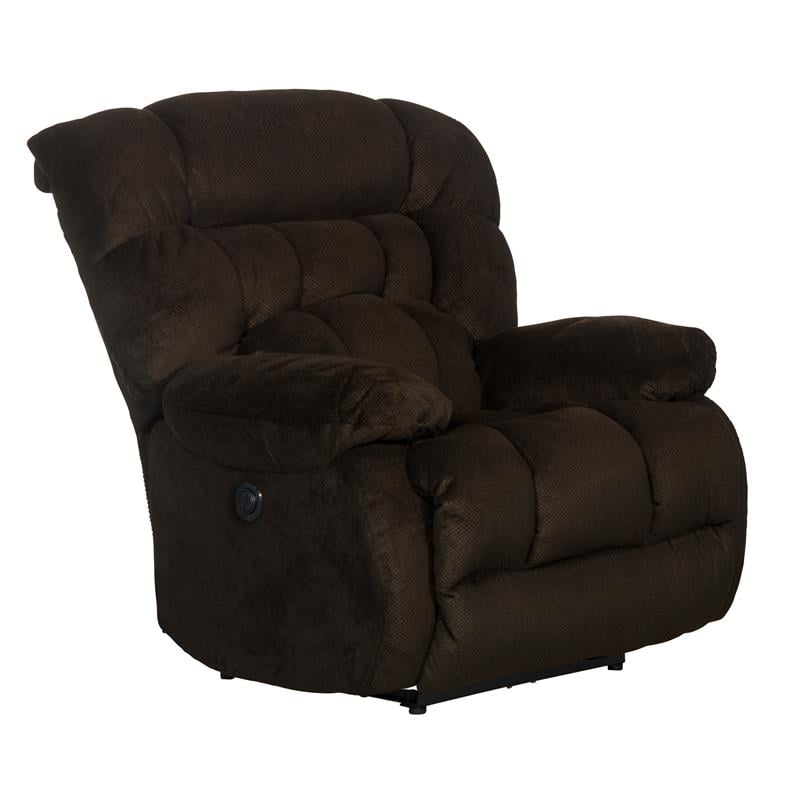 Pemberly Row Power Lay Flat Recliner in Brown Polyester Fabric