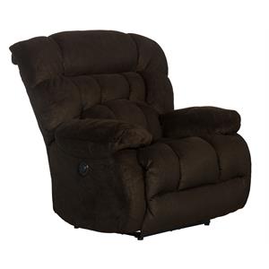 pemberly row power lay flat recliner in brown polyester fabric