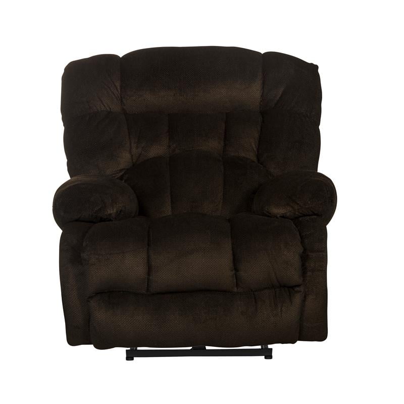 Pemberly Row Power Lay Flat Recliner in Brown Polyester Fabric