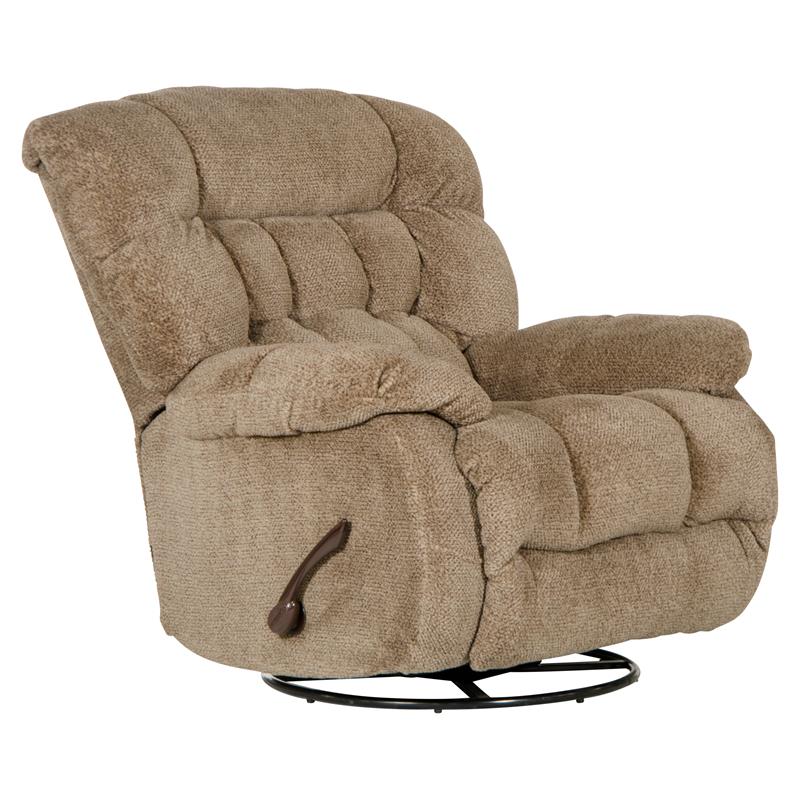 Pemberly Row Chaise Swivel Glider Recliner in Brown Polyester Fabric