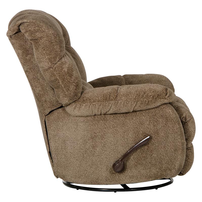 Pemberly Row Chaise Swivel Glider Recliner in Brown Polyester Fabric