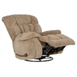 Pemberly Row Chaise Swivel Glider Recliner in Brown Polyester Fabric