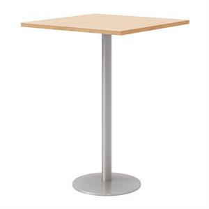 Pemberly Row 30&quot Square Pedestal Table - Maple Top - Silver Base - Bistro Height