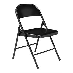 Pemberly Row 29.25&quot Modern Metal Folding Chair in Black (Set of 4)