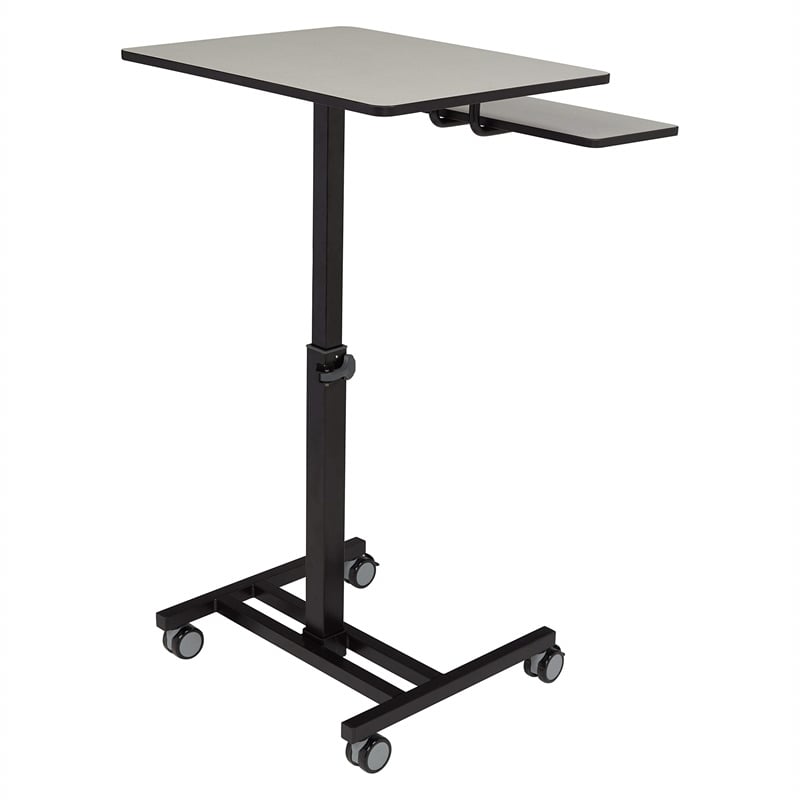 Pemberly Row Modern Powder-Coated Metal Sit and Stand Student's Desk in Gray