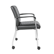 Pemberly Row Guest Chair in Black Faux Leather with Chrome Frame and Casters