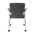 Pemberly Row Guest Chair in Black Faux Leather with Chrome Frame and Casters