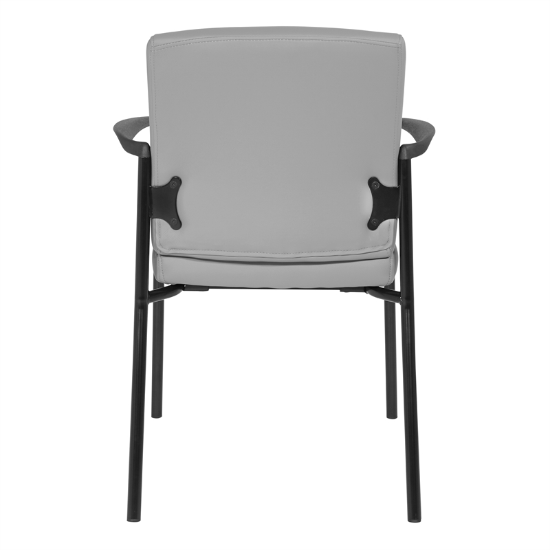 Pemberly Row Guest Chair in Charcoal Gray Faux Leather with Black Frame