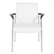 Pemberly Row Guest Chair in White Faux Leather with Chrome Frame