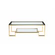 Pemberly Row Modern Long Metal Coffee Table in Polished Gold