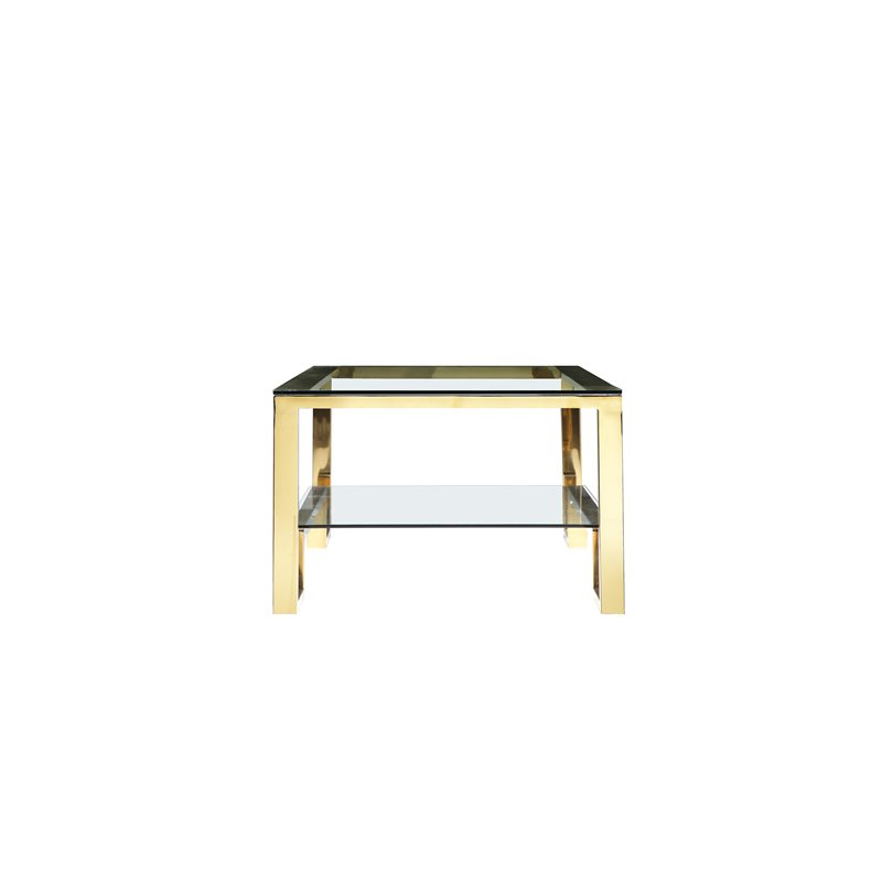 Pemberly Row Modern Long Metal Coffee Table in Polished Gold