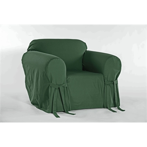 Pemberly Row Cotton Duck One Piece Chair Slipcover in Hunter Green