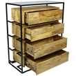Pemberly Row Contemporary Solid Wood 4 Drawer Chest in Natural