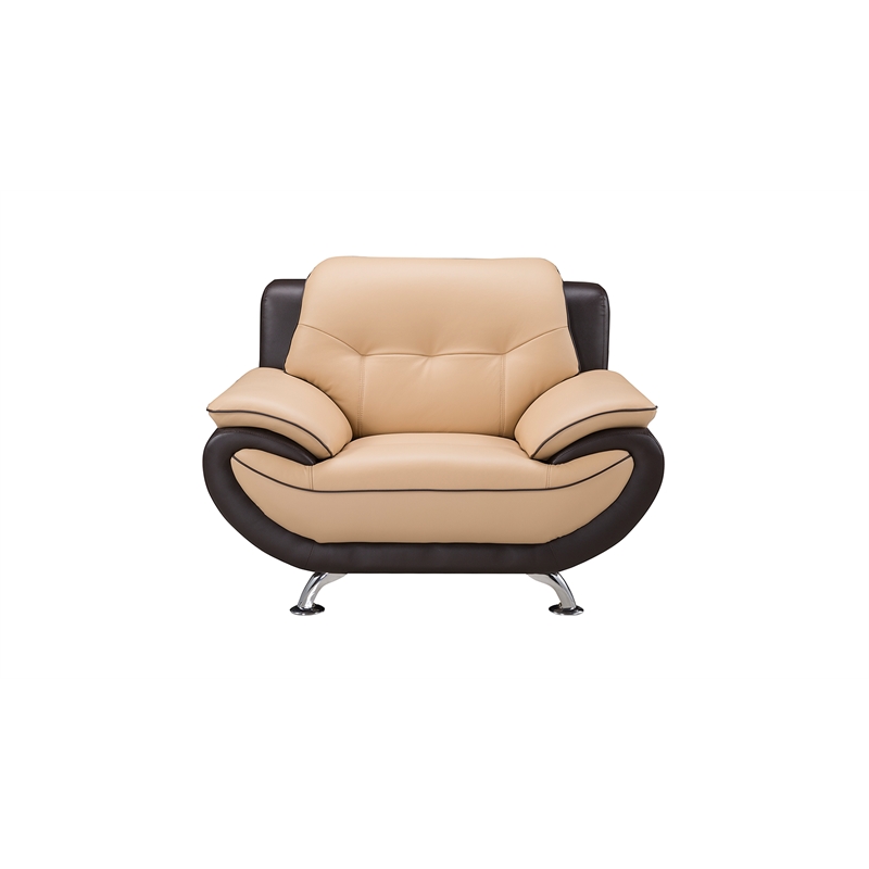 Pemberly Row Yellow Brown and Brown Color With Genuine Leather Chair