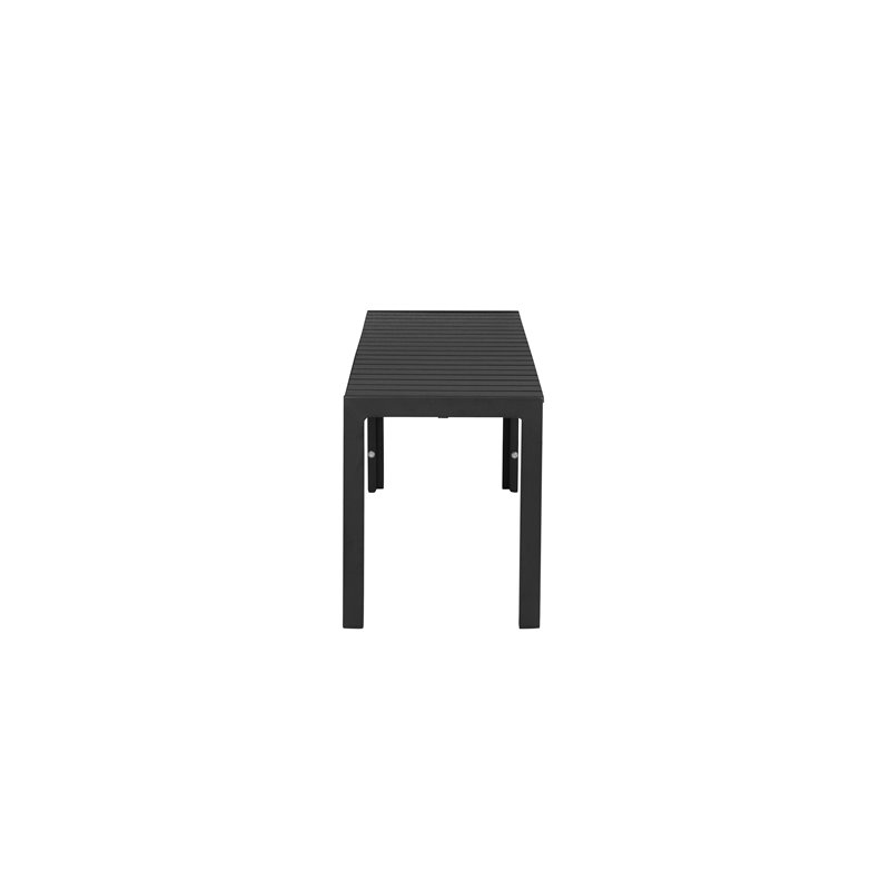 Pemberly Row Modern Anodized Aluminum Frame Outdoor Bench in Black