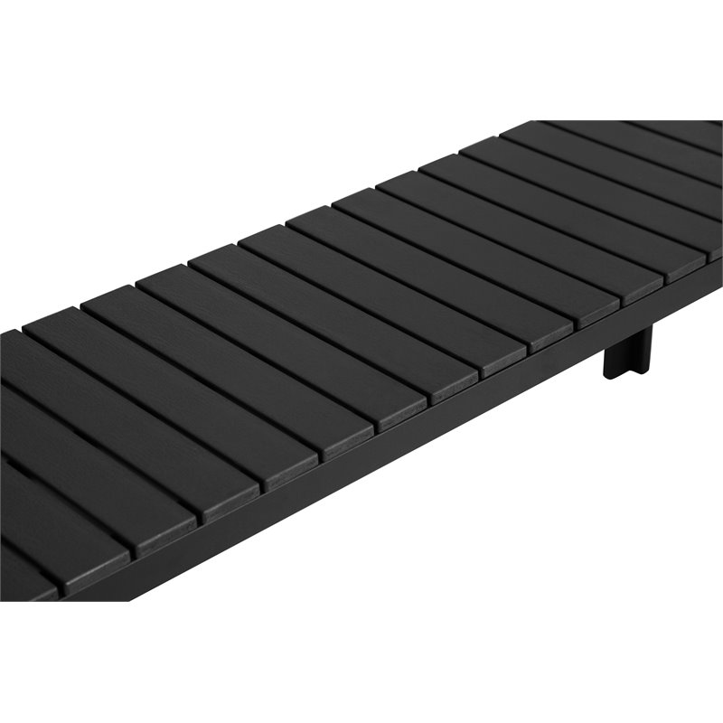 Pemberly Row Modern Anodized Aluminum Frame Outdoor Bench in Black