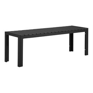 Pemberly Row Modern Anodized Aluminum Frame Outdoor Bench in Black