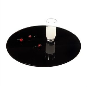 Pemberly Row 24&quot Round Contemporary Aluminum/Glass Lazy Susan in Black