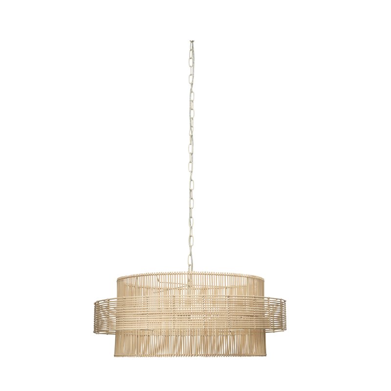 Pemberly Row Coastal Handcrafted Rattan Pendant in Natural Finish