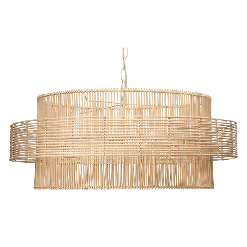 Pemberly Row Coastal Handcrafted Rattan Pendant in Natural Finish