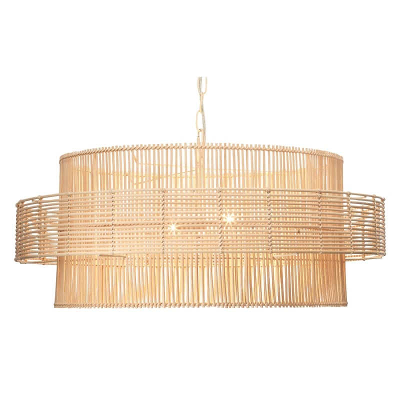 Pemberly Row Coastal Handcrafted Rattan Pendant in Natural Finish