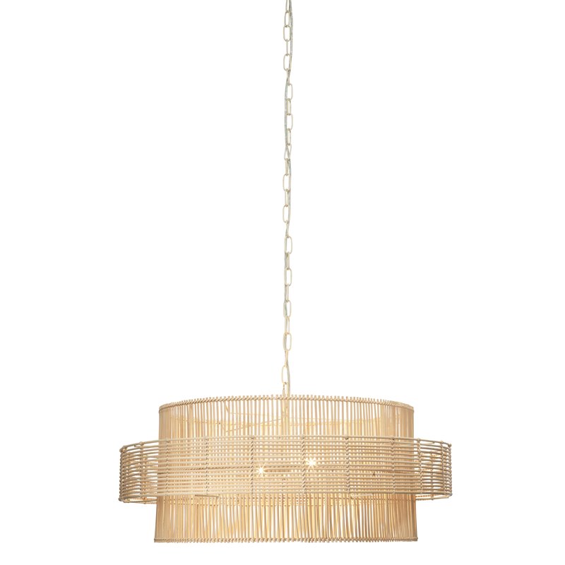 Pemberly Row Coastal Handcrafted Rattan Pendant in Natural Finish