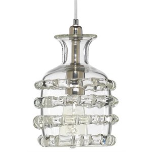 Pemberly Row Ribbon Small Modern Thick Glass Pendant in Clear