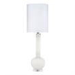 Pemberly Row Transitional Glass Table Lamp with Linen Shade in White